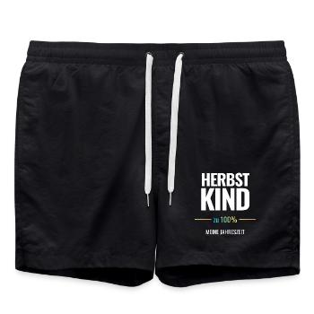 Herbstkind zu 100% Meine Jahreszeit - Badeshorts - Schwarz - Vorne - AI Model Male 185 light (185cm)