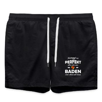 Niemand ist perfekt, aber wir aus Baden - Badeshorts - Schwarz - Vorne - AI Model Male 185 light (185cm)