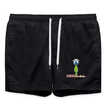 Kabeljau Alien Fisch Humor Geschenk für Angler - Badeshorts - Schwarz - Vorne - AI Model Male 185 light (185cm)