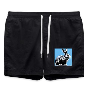 Kaninchen - Badeshorts - Schwarz - Vorne - AI Model Male 185 light (185cm)