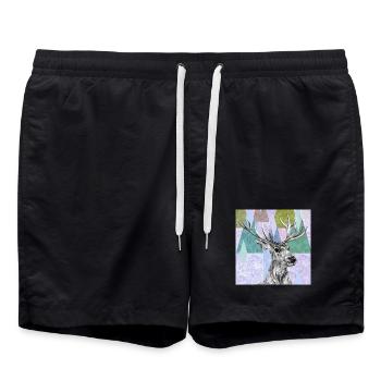 Hirsch - Badeshorts - Schwarz - Vorne - AI Model Male 185 light (185cm)