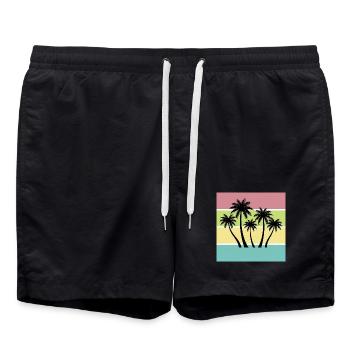 T-shirt Été Palmiers Style Retro Vintage - Short de bain - noir - Devant - AI Model Male 185 light (185cm)