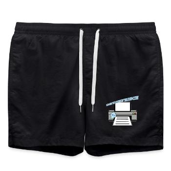 Druckfrisch zweideutig Drucker Büro Witz - Badeshorts - Schwarz - Vorne - AI Model Male 185 light (185cm)