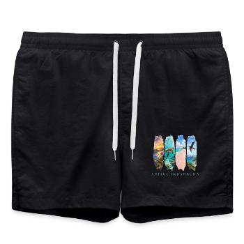 Antigua Barbuda Travel – Caribbean Beach & Sea - Swim Trunks - black - Front - AI Model Male 185 light (185cm)