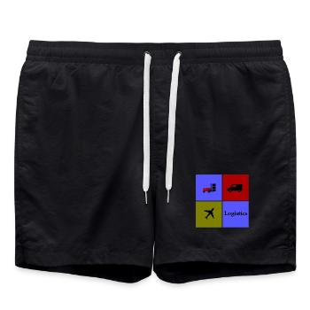 Logistik Vierfeld Transport - Badeshorts - Schwarz - Vorne - AI Model Male 185 light (185cm)