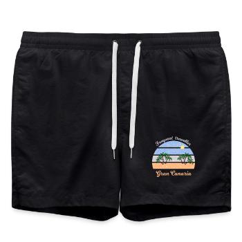Gran Canaria Palmenstrand Retro - Badeshorts - Schwarz - Vorne - AI Model Male 185 light (185cm)