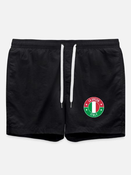 La Spezia Italy Circular Flag Logo - Swim Trunks - black