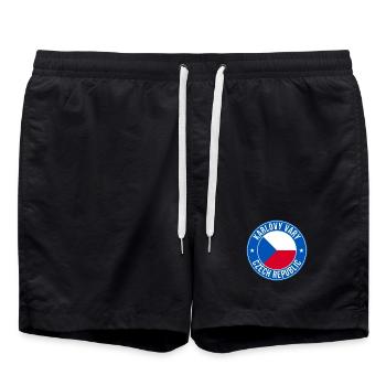 Karlovy Vary Czech Badge - Swim Trunks - black - Front - AI Model Male 185 light (185cm)