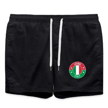 Latina Italy Round Flag Patch - Swim Trunks - black - Front - AI Model Male 185 light (185cm)