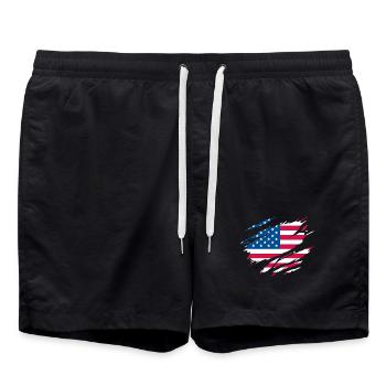 United States American Flag - Swim Trunks - black - Front - AI Model Male 185 light (185cm)