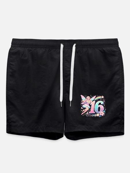 16th Birthday Elf – Pastel Graphic Design - Swim Trunks - black