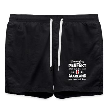 Niemand ist perfekt Saarland - Badeshorts - Schwarz - Vorne - AI Model Male 185 light (185cm)