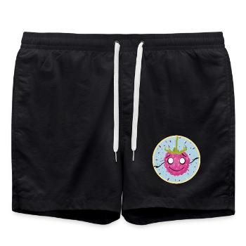 Cuddly raspberry face motif - Swim Trunks - black - Front - AI Model Male 185 light (185cm)