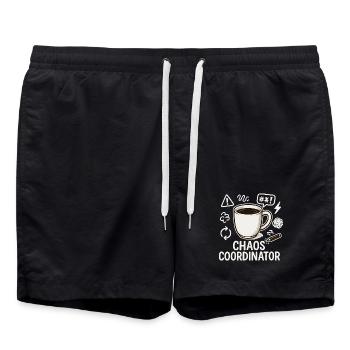 Chaos Coordinator Kaffee: Geschenk für die beste M - Badeshorts - Schwarz - Vorne - AI Model Male 185 light (185cm)