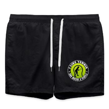I LIKE TENNIS AND MAYBE 3 PEOPLE - Swim Trunks - black - Front - AI Model Male 185 light (185cm)