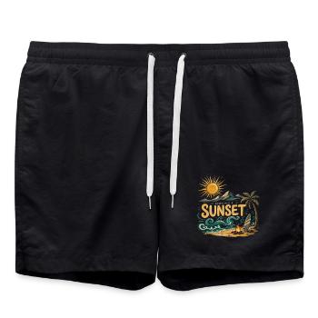 Sunset on the beach surf - Swim Trunks - black - Front - AI Model Male 185 light (185cm)