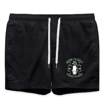 Born to Golf Forced to Work - Swim Trunks - black - Front - AI Model Male 185 light (185cm)
