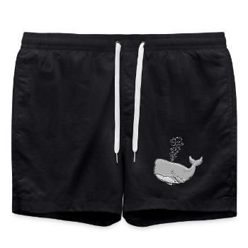 Wal mit Seifenblasen Pottwal Buckelwal Ocean  - Badeshorts - Schwarz - Vorne - AI Model Male 185 light (185cm)
