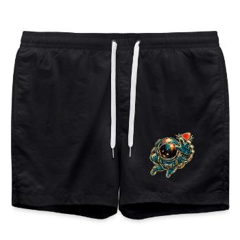 KOSMISCHER ROCKER | Schwerelosigkeits-Riff - Badeshorts - Schwarz - Vorne - AI Model Male 185 light (185cm)