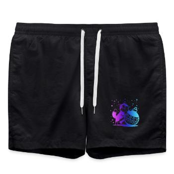 Kätzchen in einem Winter-Kugelverlauf - Badeshorts - Schwarz - Vorne - AI Model Male 185 light (185cm)