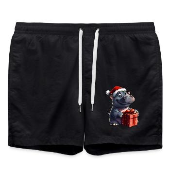 Hippos Christmas - Swim Trunks - black - Front - AI Model Male 185 light (185cm)