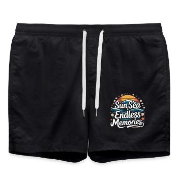 Beach Holidays | Sun Sea & Endless Memories - Swim Trunks - black - Front - AI Model Male 185 light (185cm)
