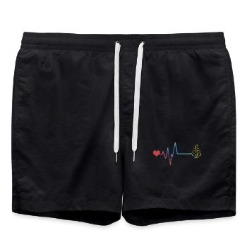 Anker Puls Herzschlag - Badeshorts - Schwarz - Vorne - AI Model Male 185 light (185cm)