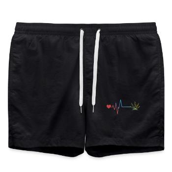 Hemp Leaf Pulse Heartbeat Cannabis - Swim Trunks - black - Front - AI Model Male 185 light (185cm)