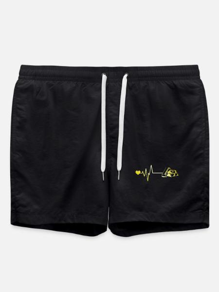 Gold Pulse Heart Love - Swim Trunks - black