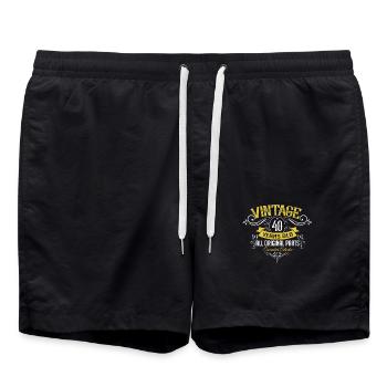 40e anniversaire millésime 40 ans - Short de bain - noir - Devant - AI Model Male 185 light (185cm)