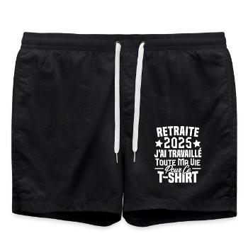 Retraité 2025 j'ai travaillé toute ma vie - Short de bain - noir - Devant - AI Model Male 185 light (185cm)