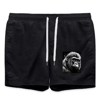 Gorilla Porträt - Badeshorts - Schwarz - Vorne - AI Model Male 185 light (185cm)