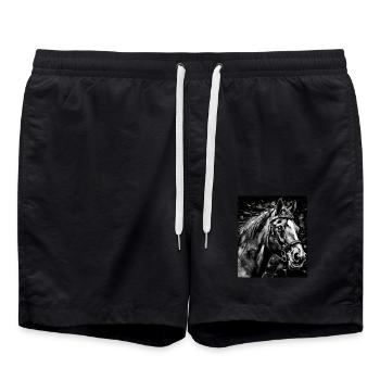 Portrait de cheval - Short de bain - noir - Devant - AI Model Male 185 light (185cm)