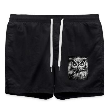 Portrait de hibou - Short de bain - noir - Devant - AI Model Male 185 light (185cm)