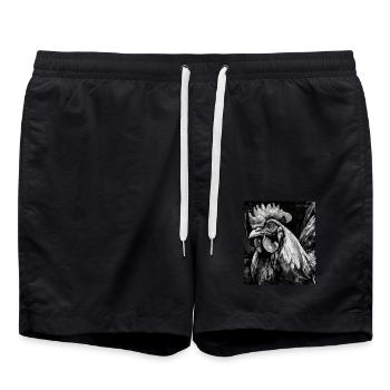 Portrait de coq - Short de bain - noir - Devant - AI Model Male 185 light (185cm)