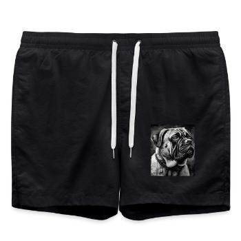 Mastiff Dog Portrait - Swim Trunks - black - Front - AI Model Male 185 light (185cm)