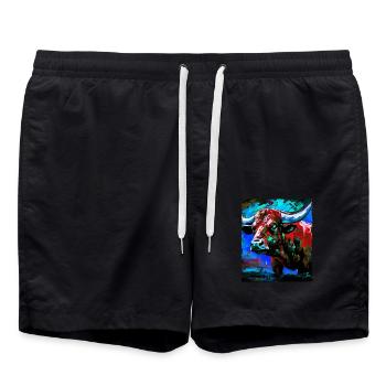 Bulle Porträt Taurus - Badeshorts - Schwarz - Vorne - AI Model Male 185 light (185cm)
