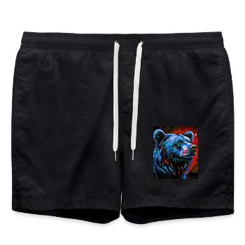 Portrait d’ours - Short de bain - noir - Devant - AI Model Male 185 light (185cm)