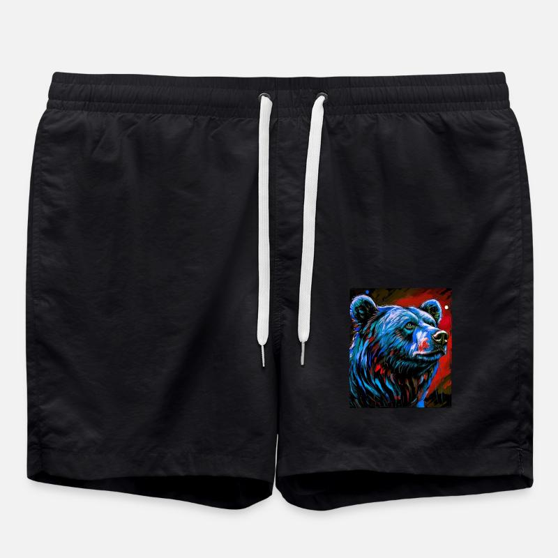 Bear Portrait - Swim Trunks - black