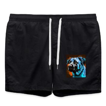 Kangal Hund Porträt - Badeshorts - Schwarz - Vorne - AI Model Male 185 light (185cm)
