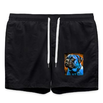 Mastiff Dog Portrait - Swim Trunks - black - Front - AI Model Male 185 light (185cm)
