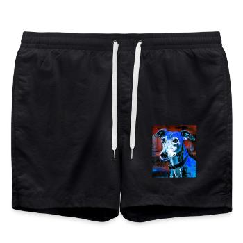 Greyhound Hund Porträt - Badeshorts - Schwarz - Vorne - AI Model Male 185 light (185cm)
