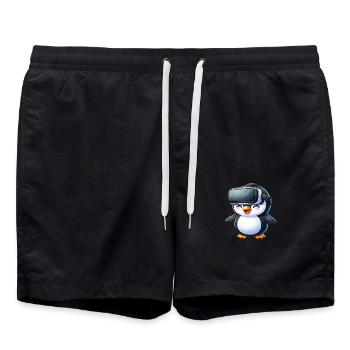 Pingouin VR Gamer Futur Science fiction - Short de bain - noir - Devant - AI Model Male 185 light (185cm)