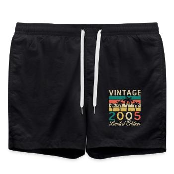 20 Jahre 2005 Vintage Retro Geburtstagsgeschenk - Badeshorts - Schwarz - Vorne - AI Model Male 185 light (185cm)