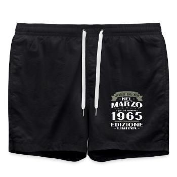 March 1965 Vintage Birthday Gift - Swim Trunks - black - Front - AI Model Male 185 light (185cm)
