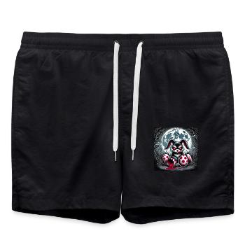 Ostern Horror Hase Zombie Dämon Unheimlich - Badeshorts - Schwarz - Vorne - AI Model Male 185 light (185cm)