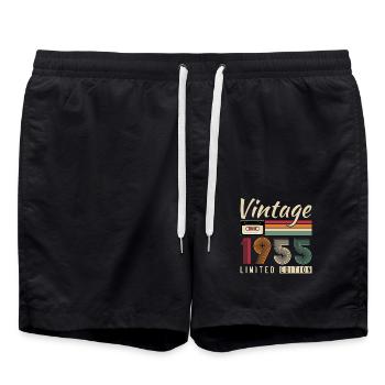 Vintage 1955 Retro Birthday Gift - Swim Trunks - black - Front - AI Model Male 185 light (185cm)