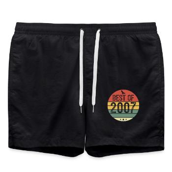 2007 Vintage Retro Geburtstagsgeschenk - Badeshorts - Schwarz - Vorne - AI Model Male 185 light (185cm)