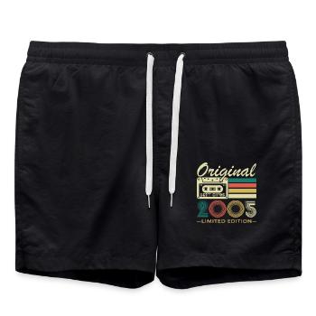 20 Jahre 2005 Vintage Retro Geburtstagsgeschenk - Badeshorts - Schwarz - Vorne - AI Model Male 185 light (185cm)