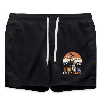 80 Years 1945 Vintage Retro Birthday Gift - Swim Trunks - black - Front - AI Model Male 185 light (185cm)